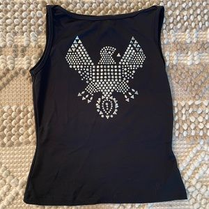 Y2K studded eagle boatneck tank